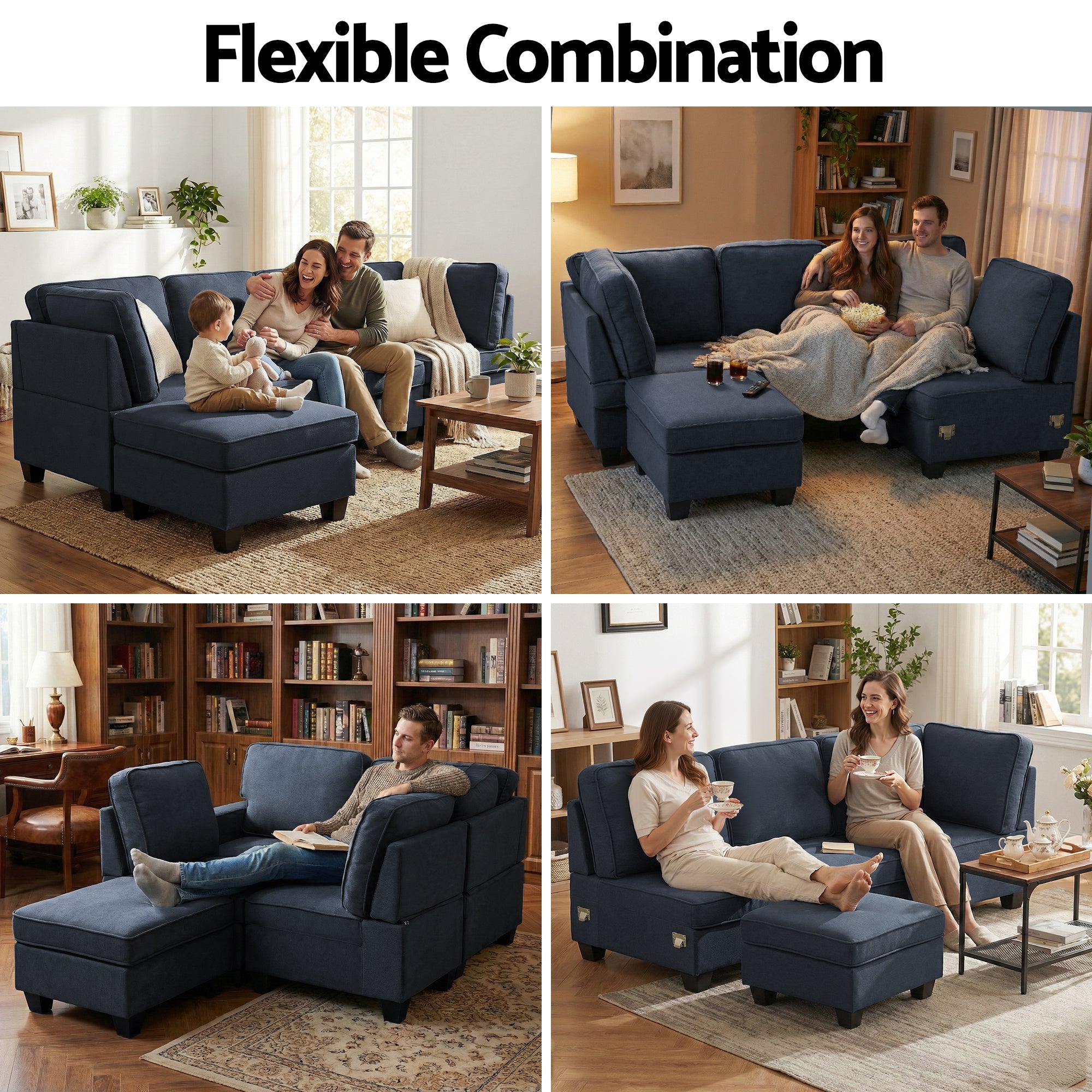 5-seater Modular Sofa Chaise Set - Dark Grey
