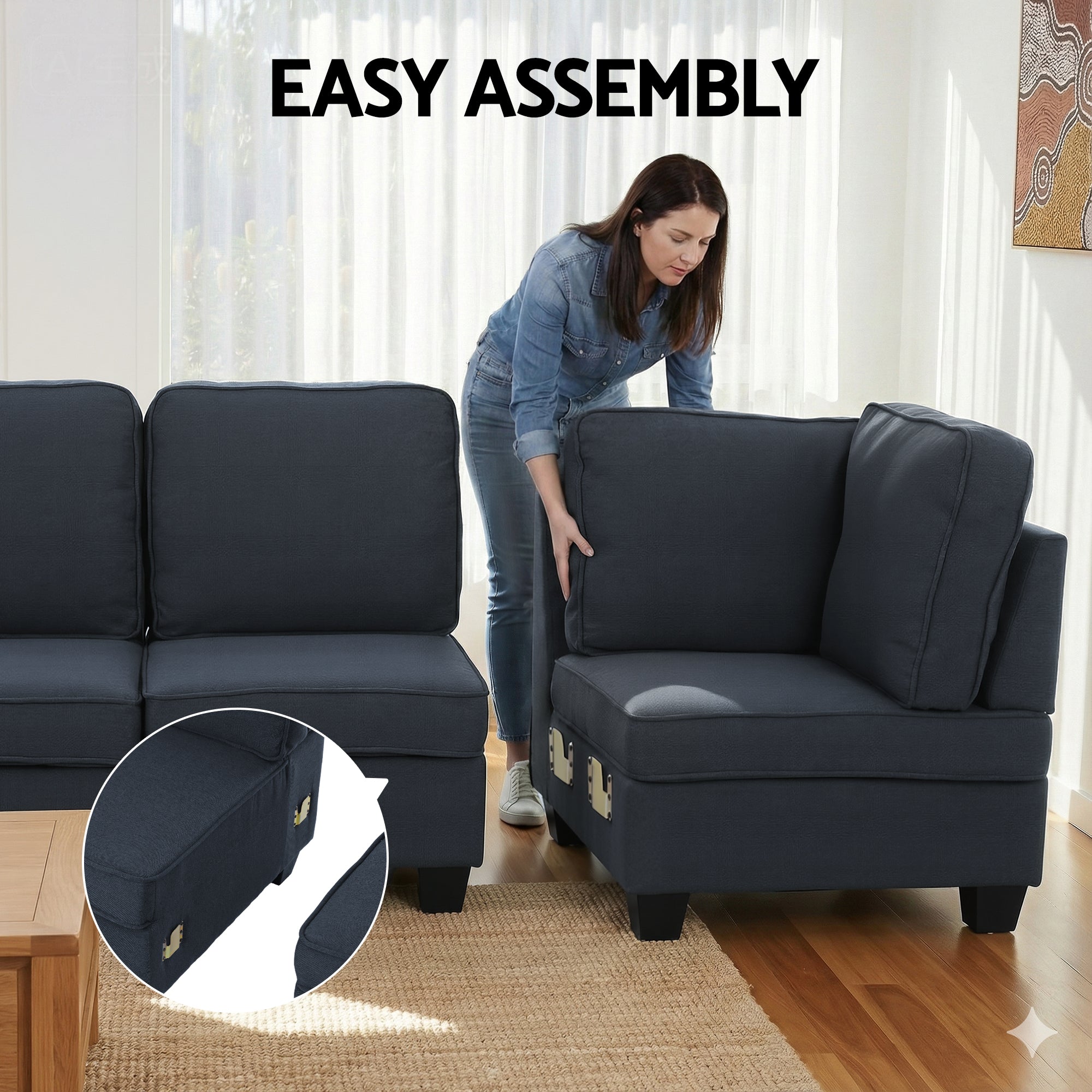 4-Seater Modular Sofa Chaise Set - Dark Grey