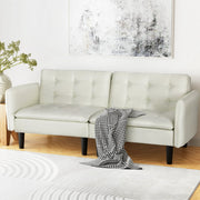 3-Seater Sofa Bed Faux Linen Fabric 192cm - Beige - Homecoze