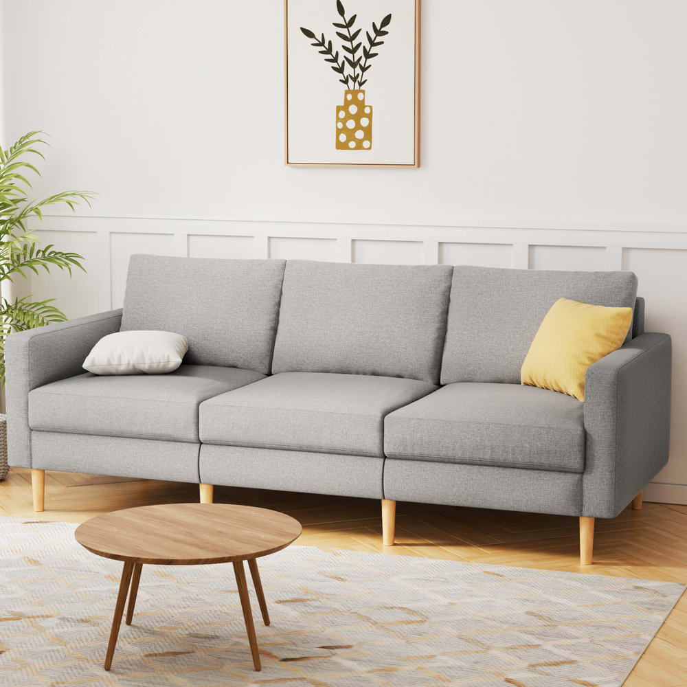 Artiss Sofa 3 Seater Extra Large Linen Fabric Grey - Homecoze