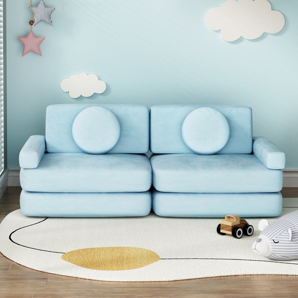 Kids Modular Play Couch Set 160cm - Blue - Homecoze