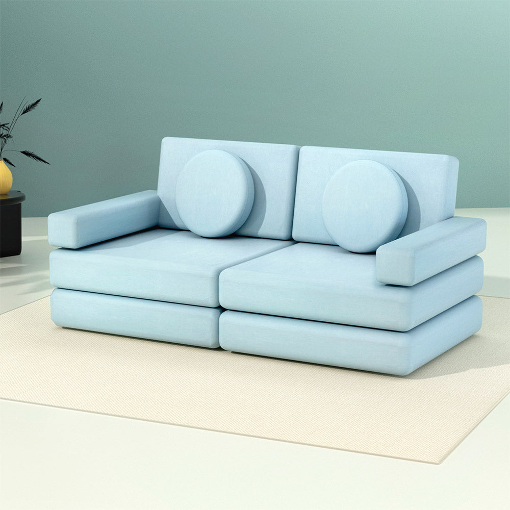 Kids Modular Play Couch Set 160cm - Blue - Homecoze