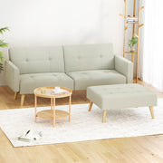 Sofa Bed with Ottoman Faux Linen Fabric 200cm - Beige - Homecoze