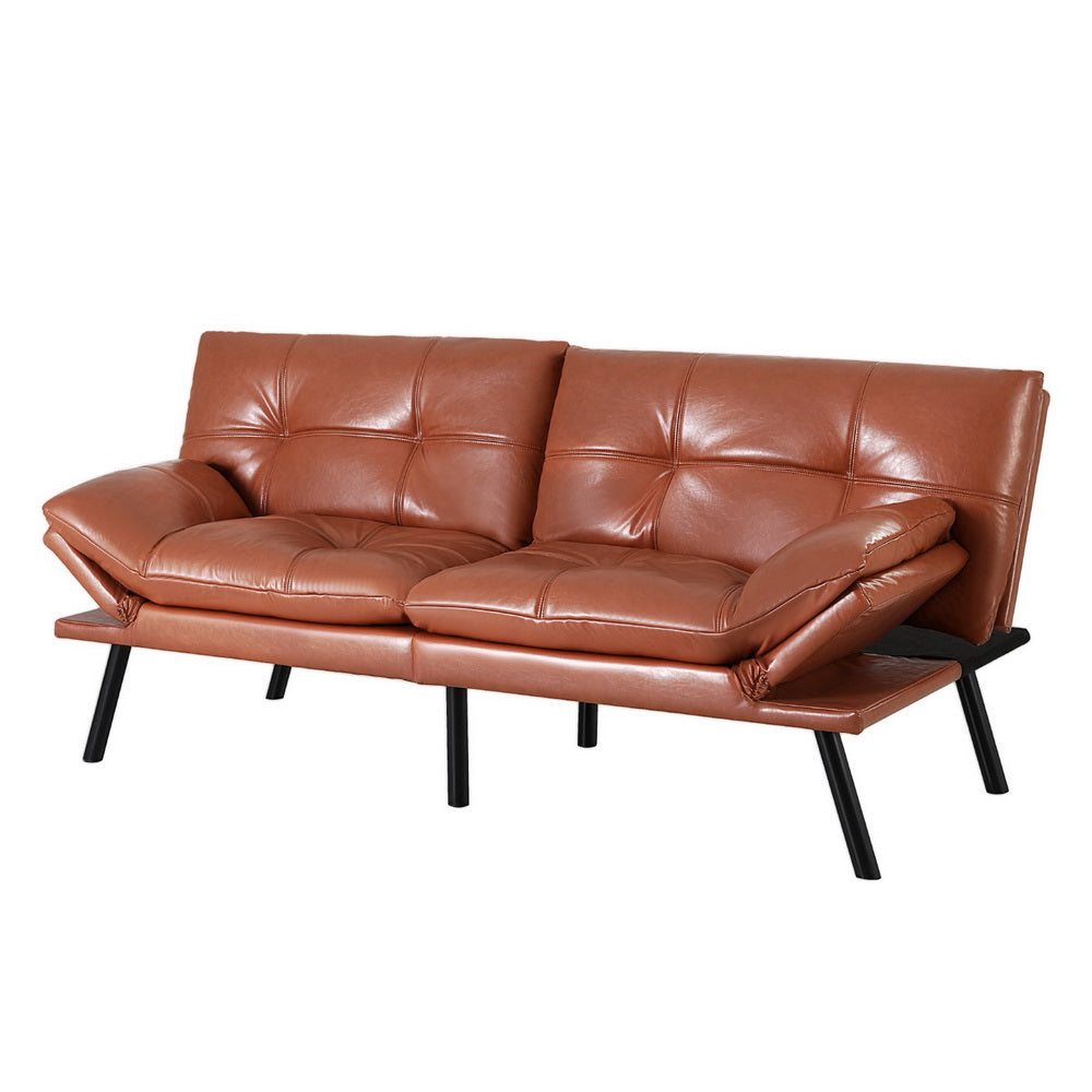 3-Seater PU Leather Sofa Bed - Brown - Homecoze
