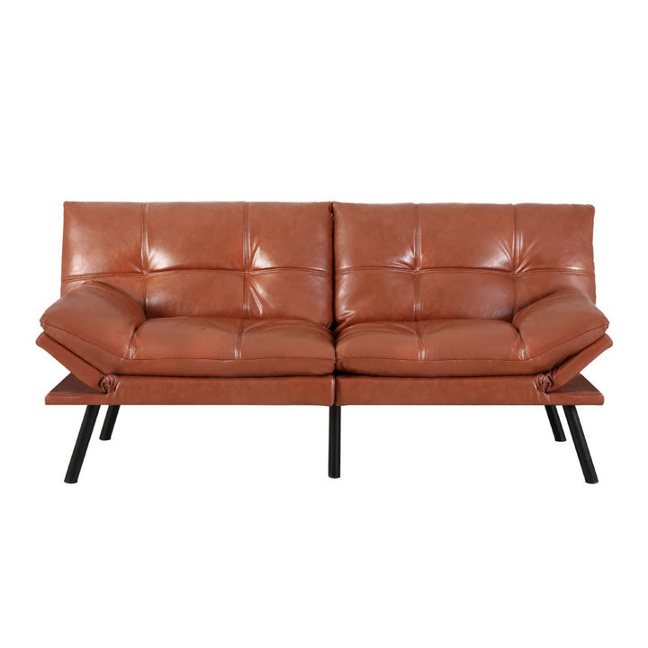 3-Seater PU Leather Sofa Bed - Brown - Homecoze