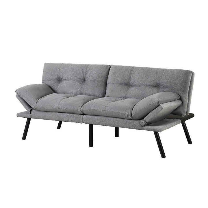 3-Seater Linen Style Fabric Sofa Bed - Grey - Homecoze