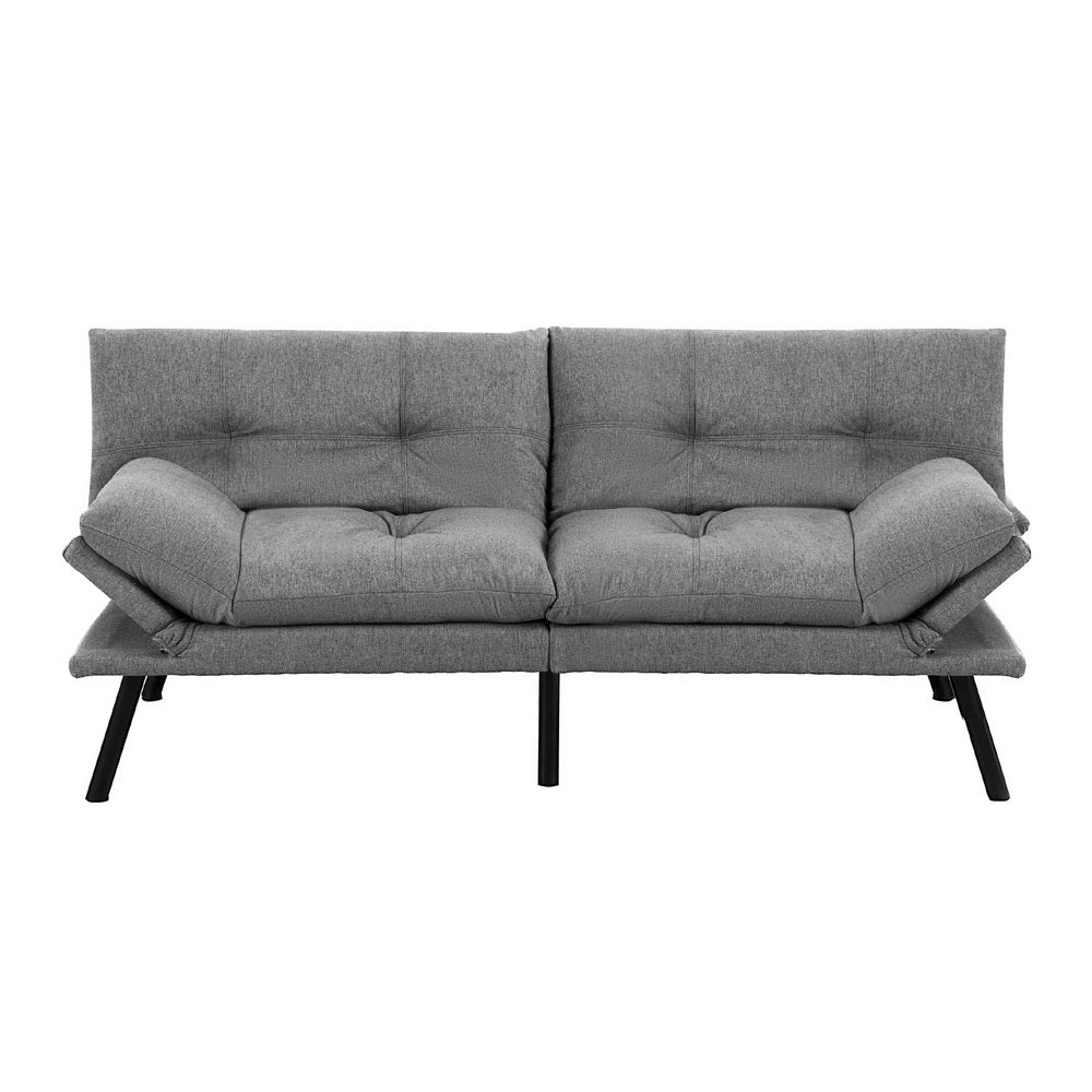 3-Seater Linen Style Fabric Sofa Bed - Grey - Homecoze