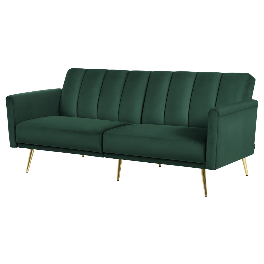 3 Seater Sofa Bed Velvet Lounge - Green - Homecoze