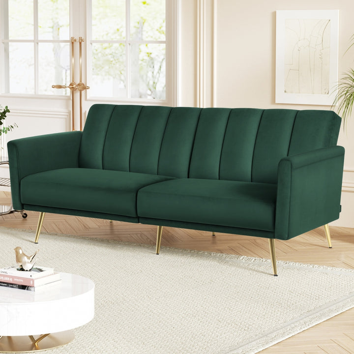 3 Seater Sofa Bed Velvet Lounge - Green - Homecoze