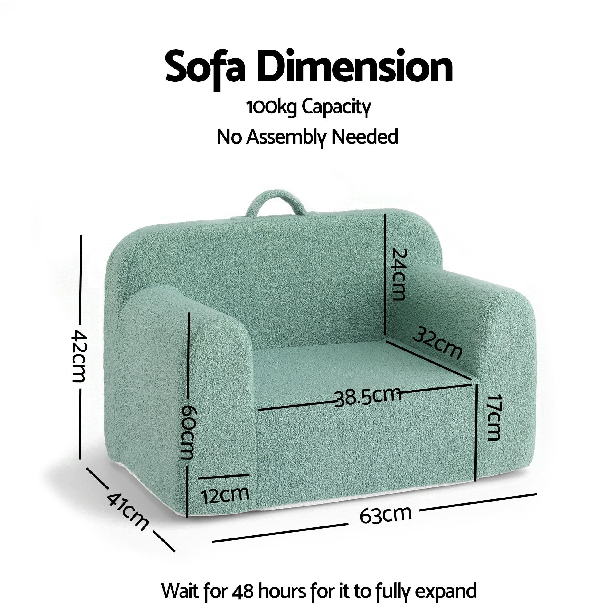 Kids Foam Sofa Chair with Carry Handle – Mint Green