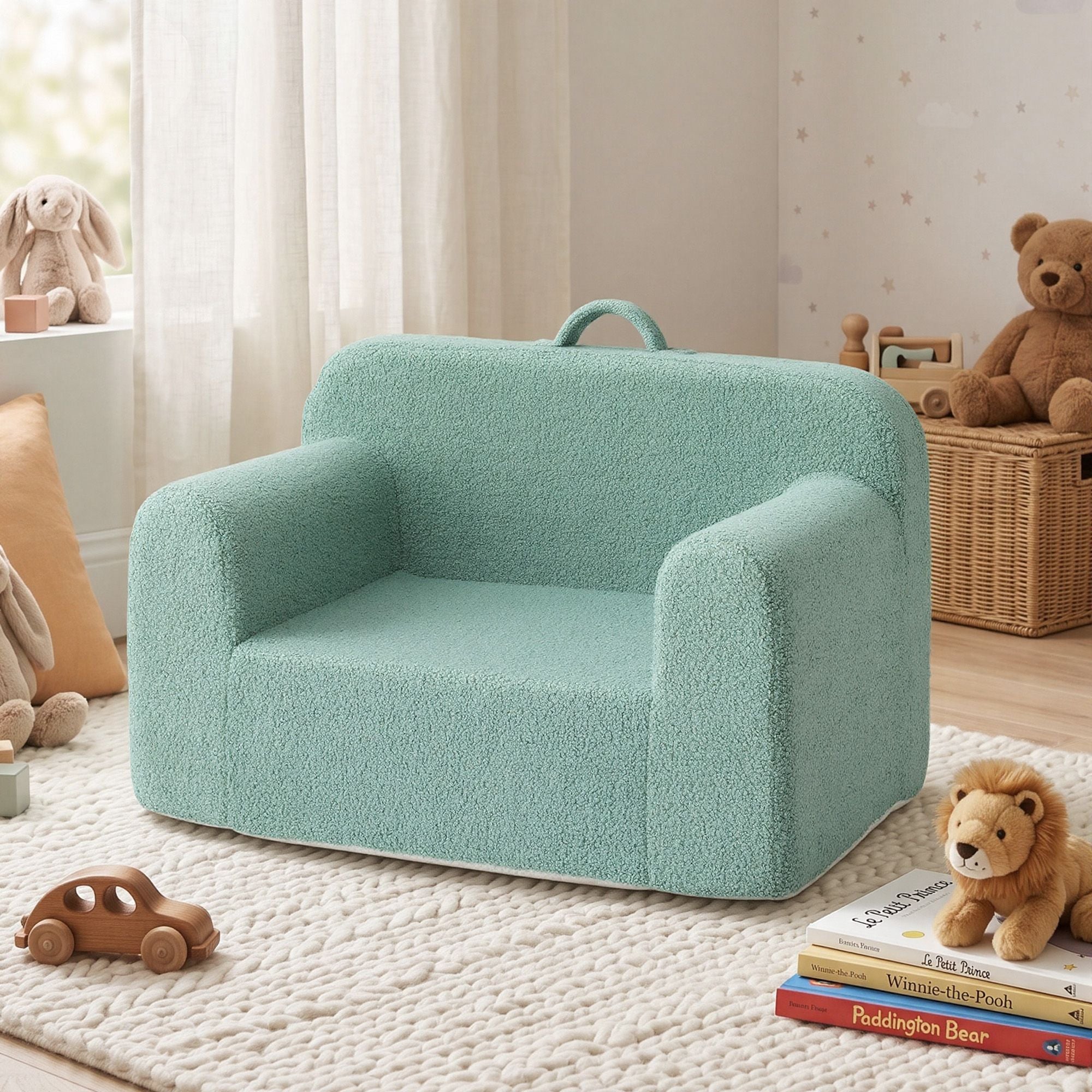Kids Foam Sofa Chair with Carry Handle – Mint Green