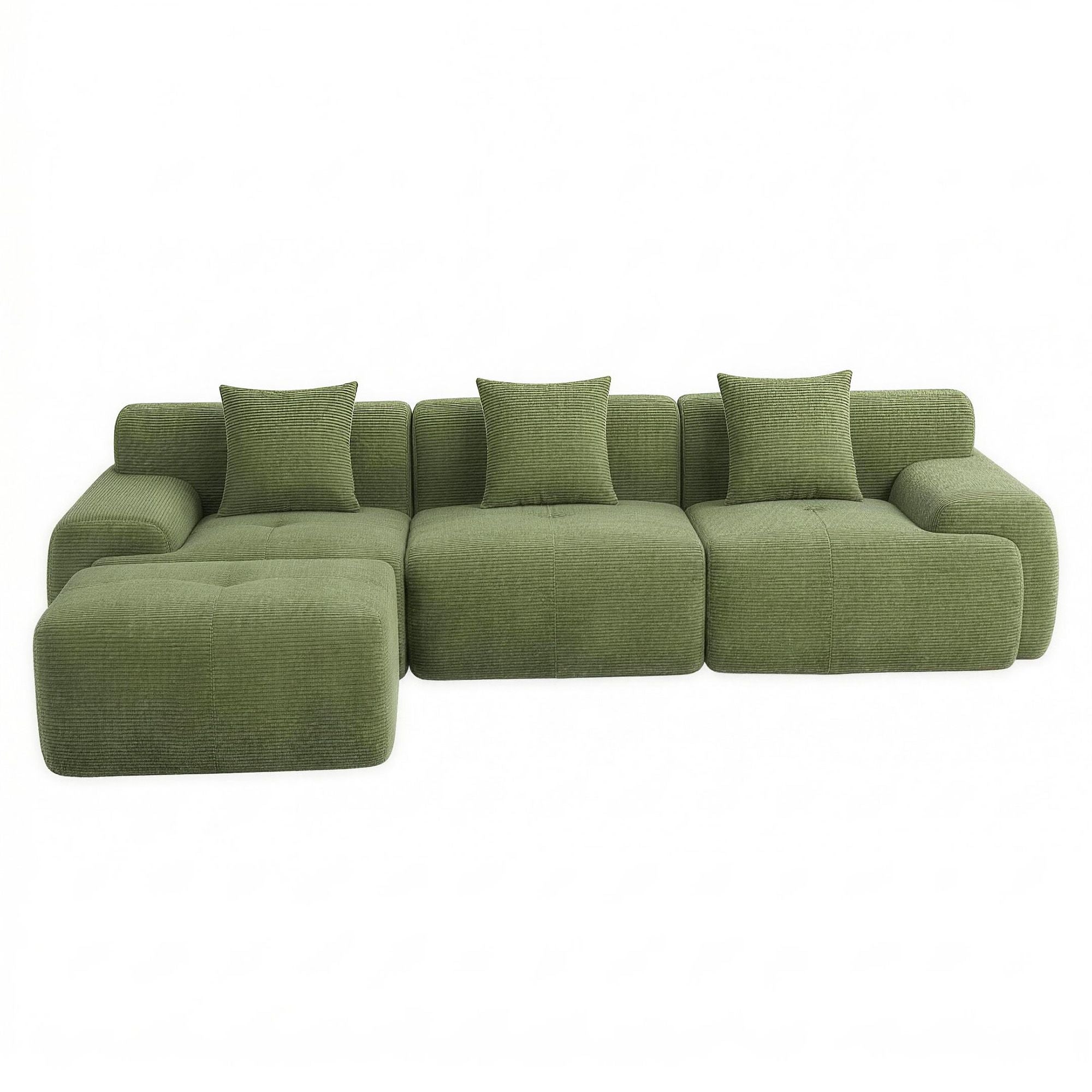 Artiss 300cm Modular Sofa Bed Comfort L-Shaped Sectional Boneless Couch Green - Homecoze