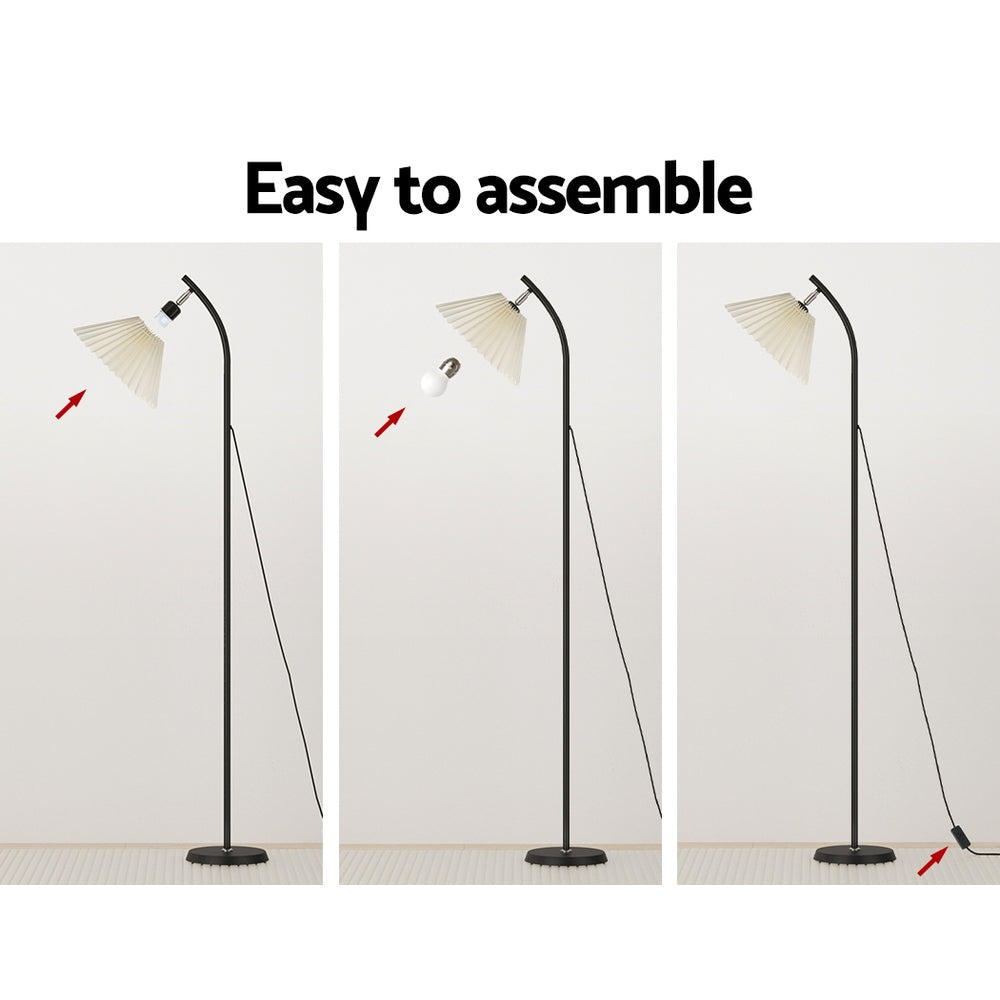 Floor Lamp Modern LED Light Stand Home Room Office Black with White Shade - Homecoze