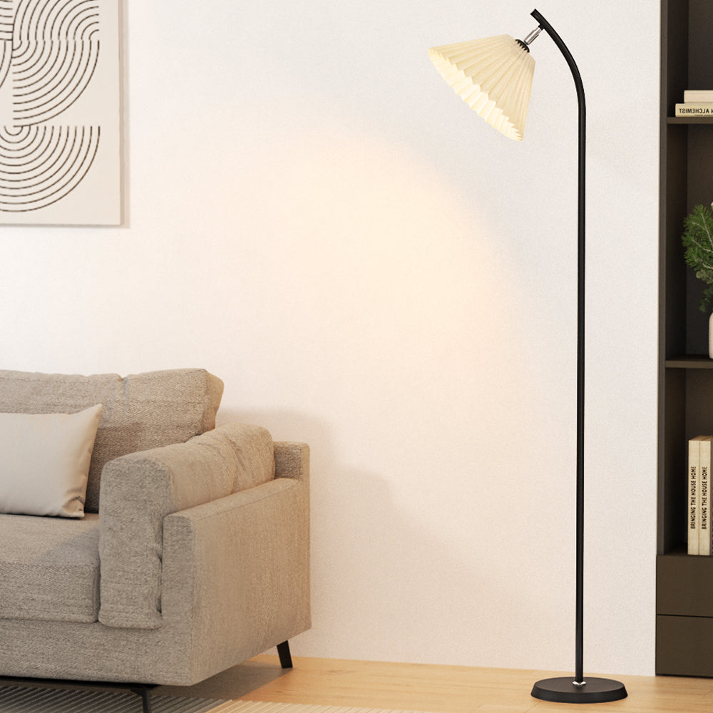 Floor Lamp Modern LED Light Stand Home Room Office Black with White Shade