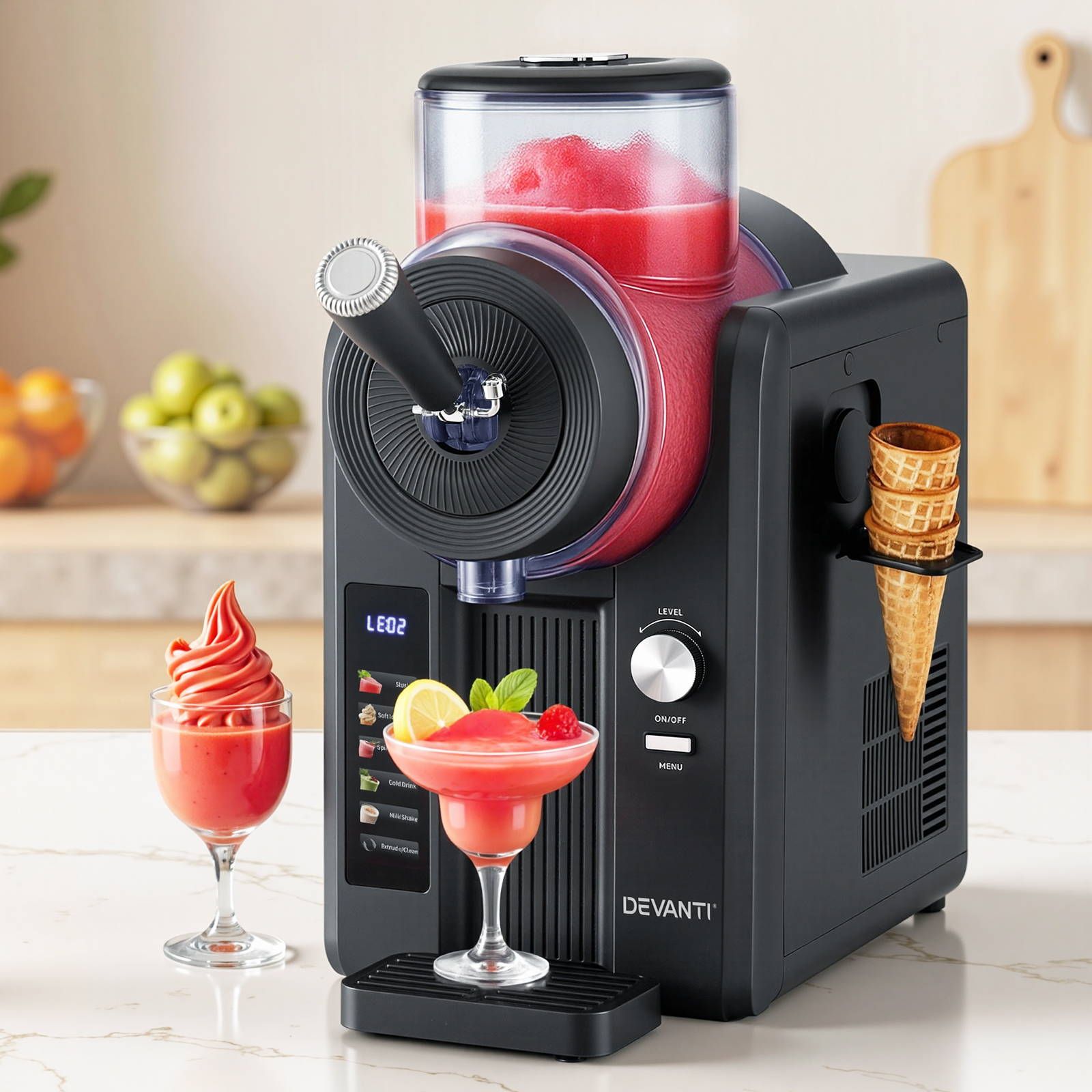 3-in-1 Slushie Machine & Ice Cream Maker 2L - Black