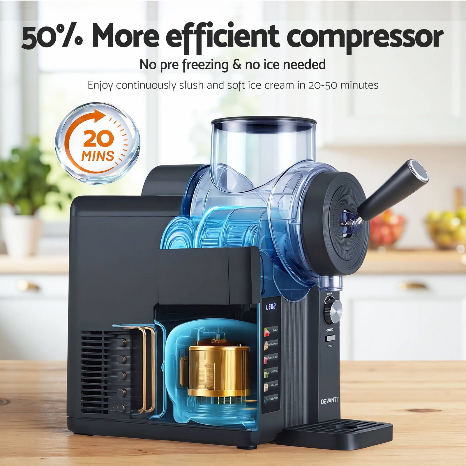 3-in-1 Slushie Machine & Ice Cream Maker 2L - Black