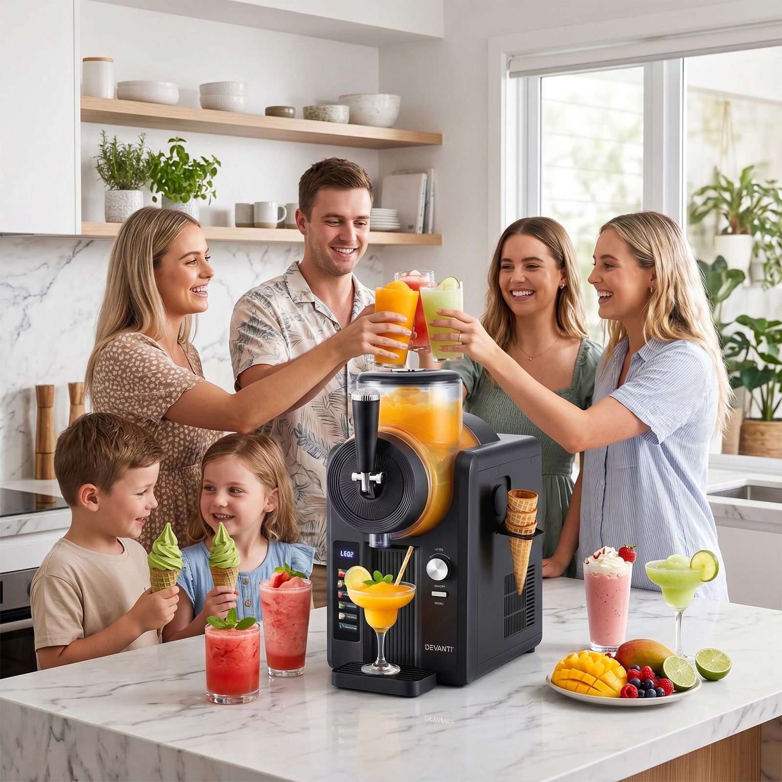 3-in-1 Slushie Machine & Ice Cream Maker 2L - Black