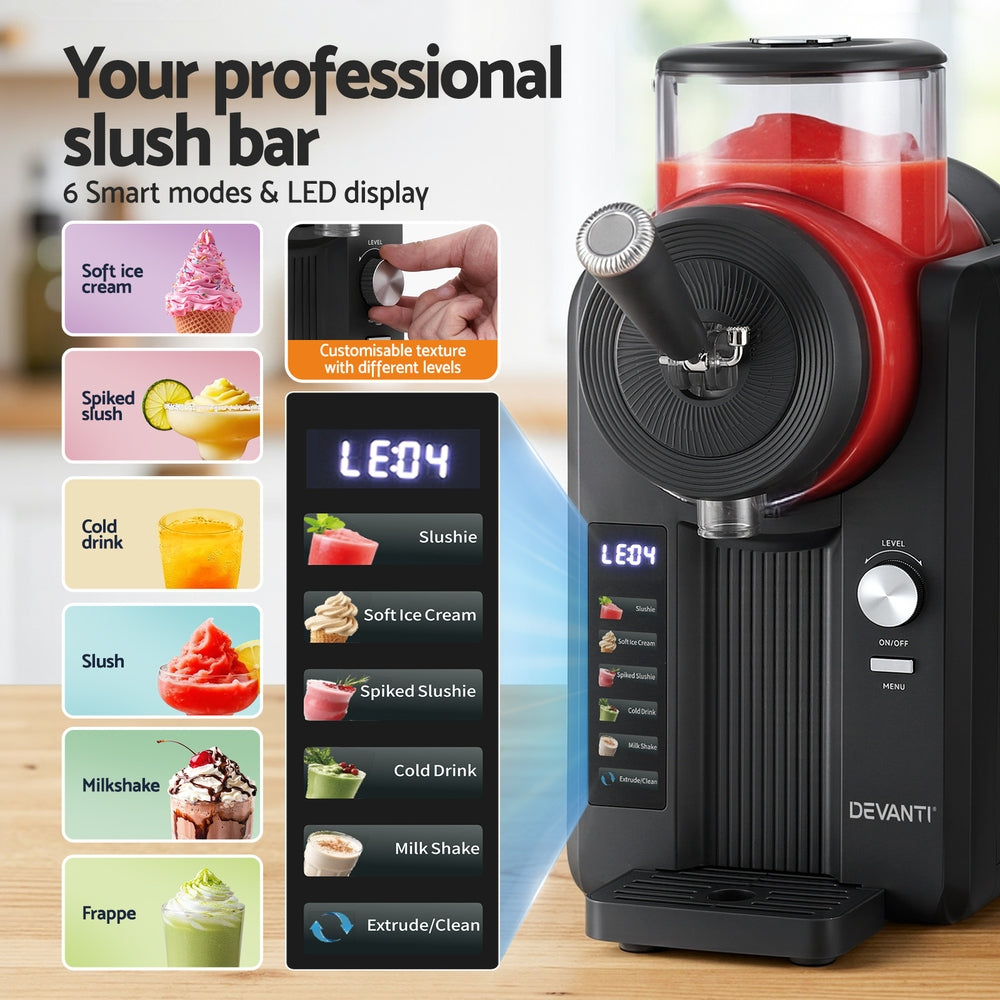 3-in-1 Slushie & Ice Cream Maker 2L - Black - Homecoze