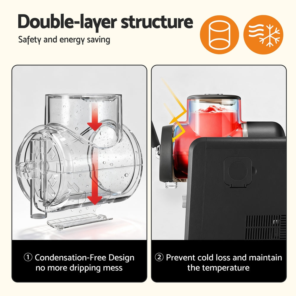 3-in-1 Slushie & Ice Cream Maker 2L - Black - Homecoze