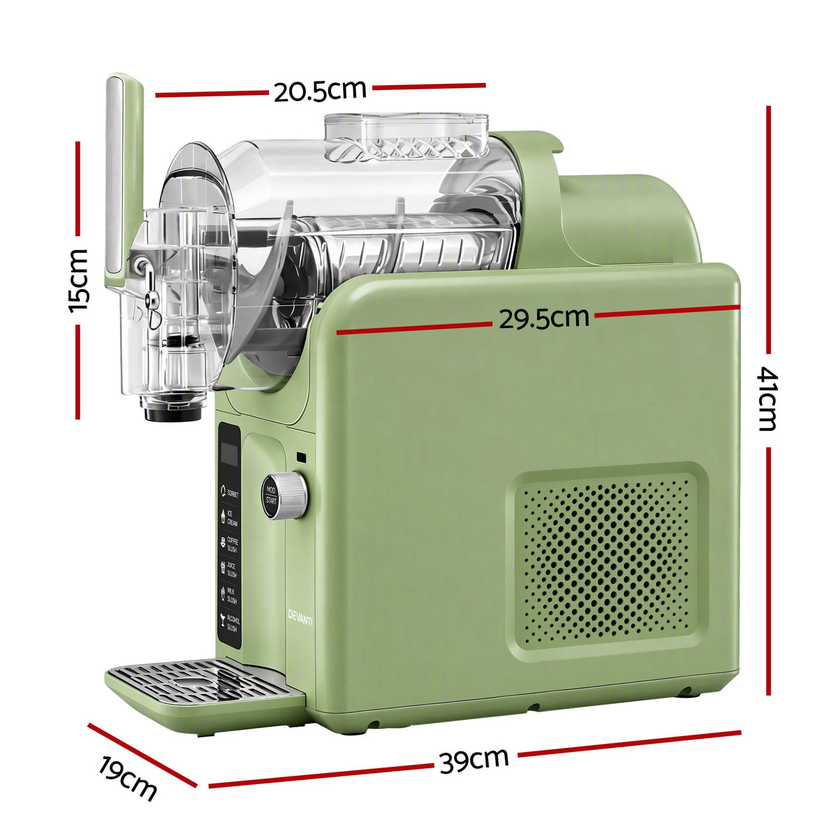 Devanti 5in1 Slushie Machine Ice Cream Maker 2L Sage Green - Homecoze