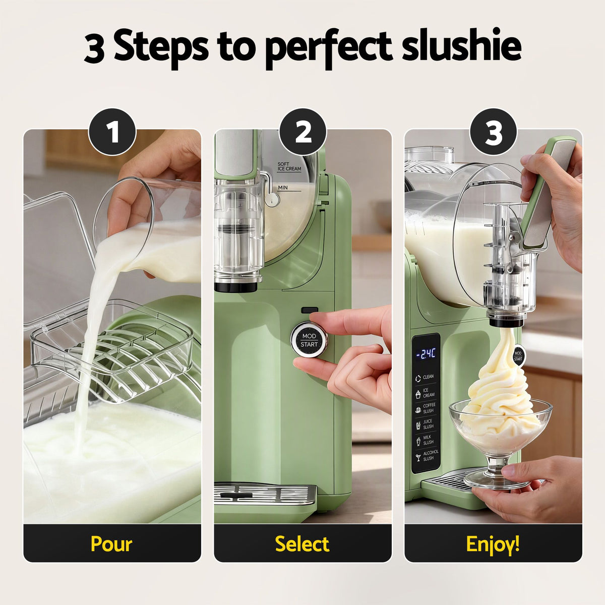 Devanti 5in1 Slushie Machine Ice Cream Maker 2L Sage Green - Homecoze