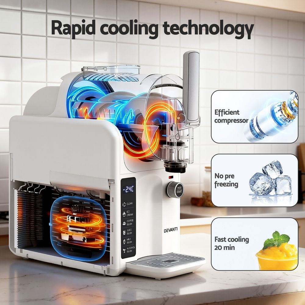 5-in-1 Slushie Machine & Ice Cream Maker 2L - White
