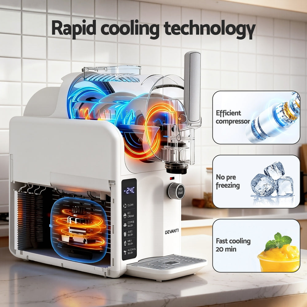 3-in-1 Slushie & Ice Cream Maker 2L - White - Homecoze