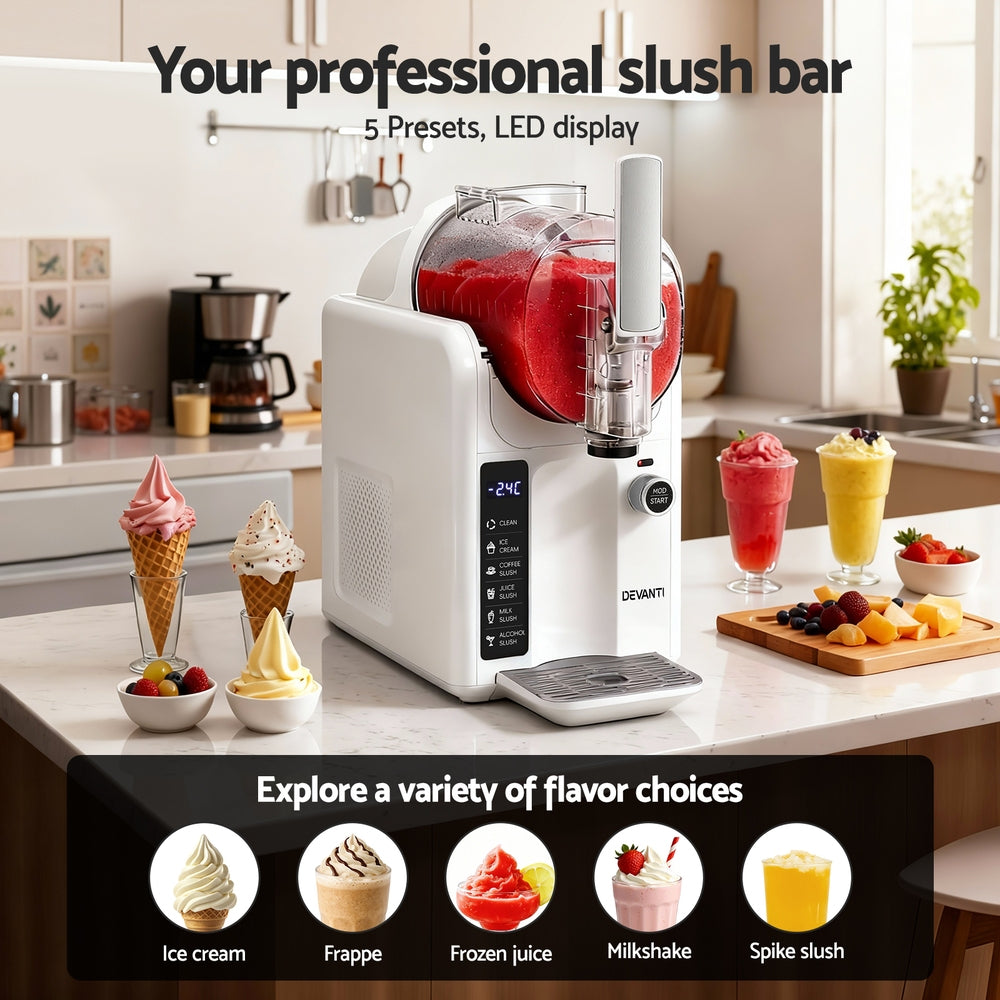 3-in-1 Slushie & Ice Cream Maker 2L - White - Homecoze