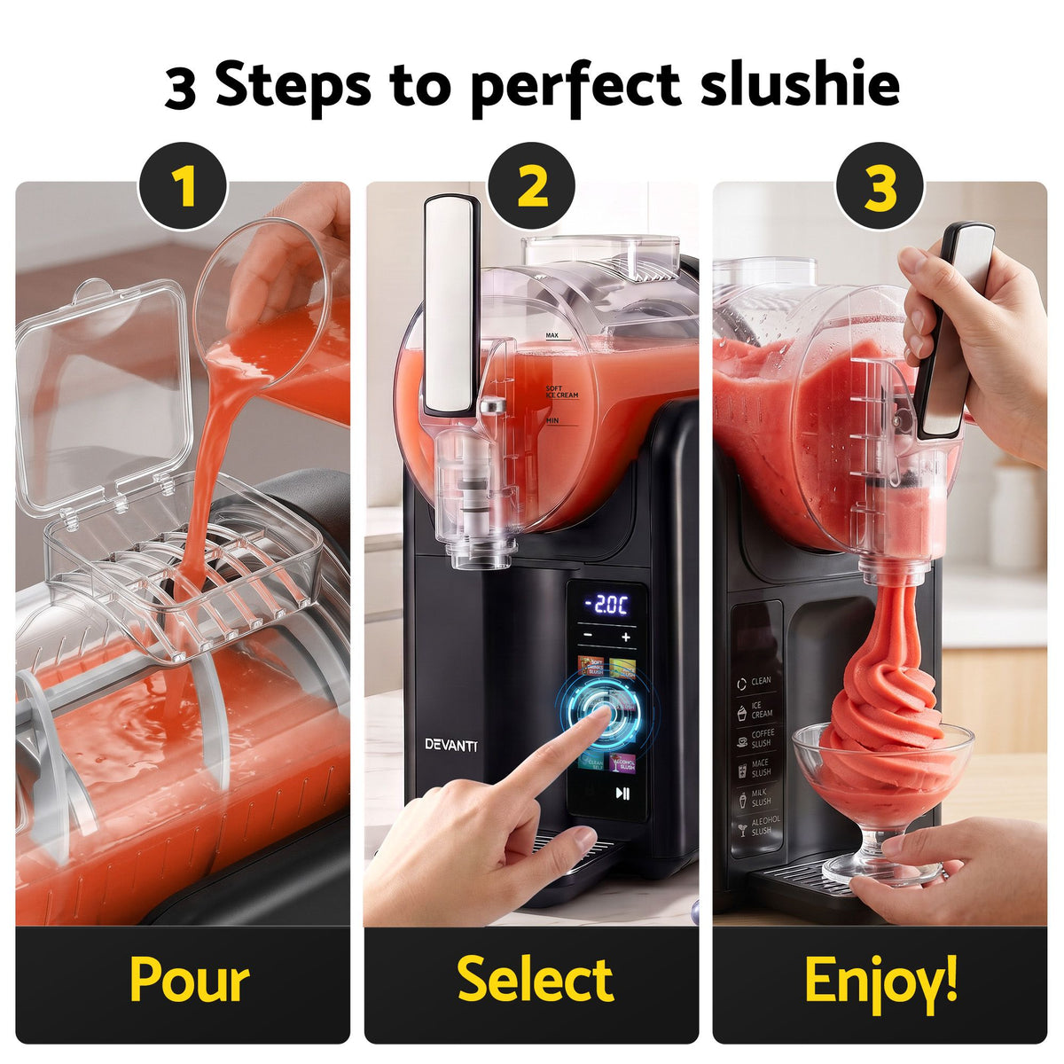 6-in-1 Slushie Machine & Ice Cream Maker 2L – Black
