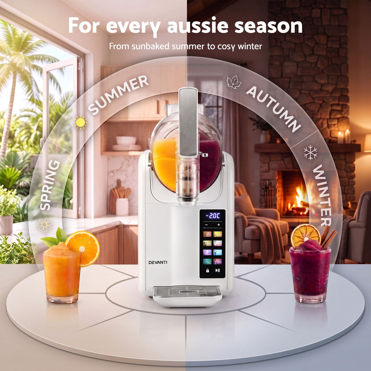 6-in-1 Slushie Machine & Ice Cream Maker 2L – White