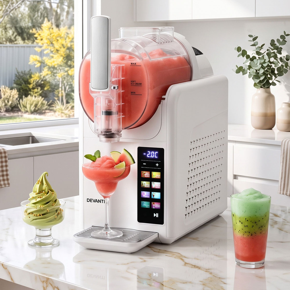 6-in-1 Slushie Machine & Ice Cream Maker 2L – White