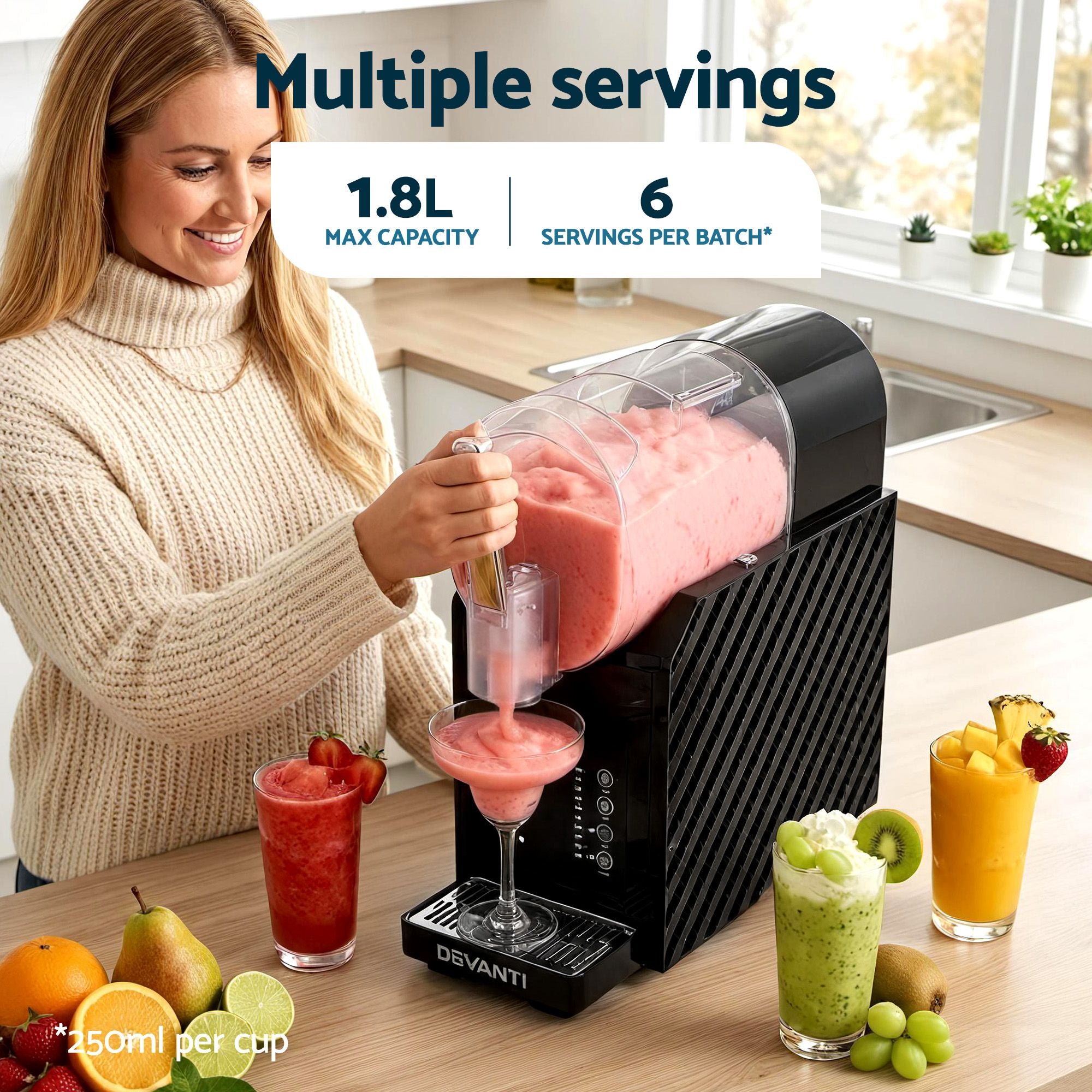 3-in-1 Slushie Machine & Milkshake Maker 1.8L - Black