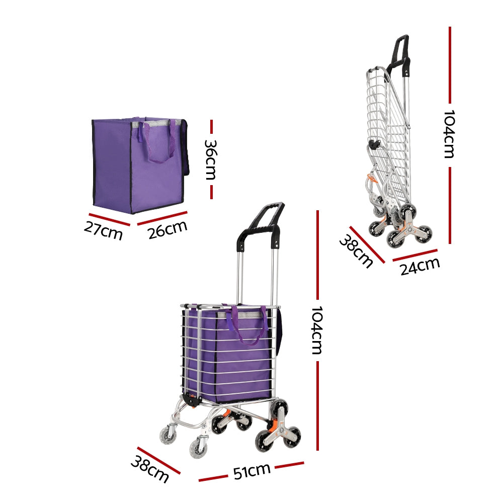 Foldable Shopping Cart Trolley 35L Portable Bag with Roller Wheels - Homecoze