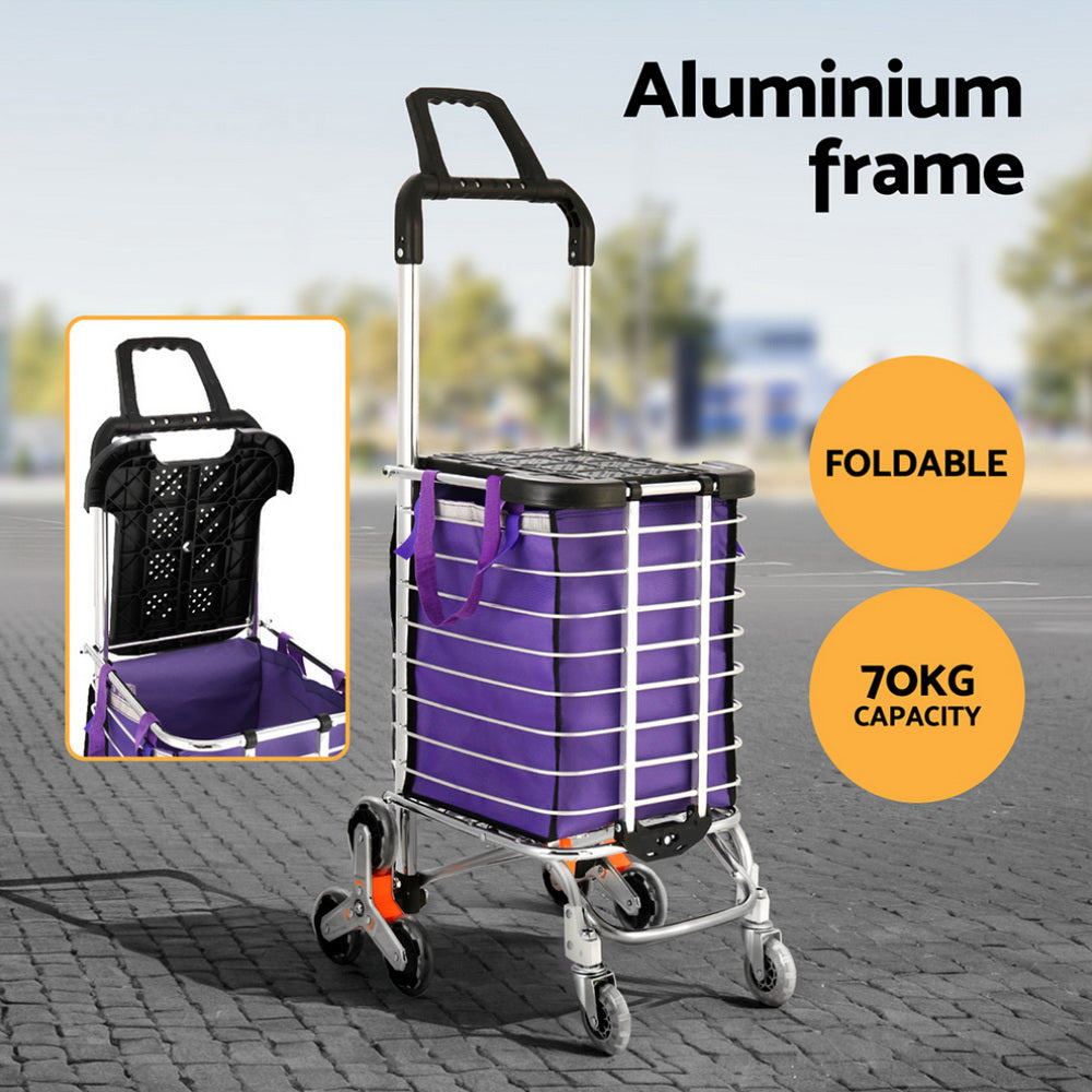 Foldable Shopping Cart Trolley 35L Portable Bag with Roller Wheels - Homecoze