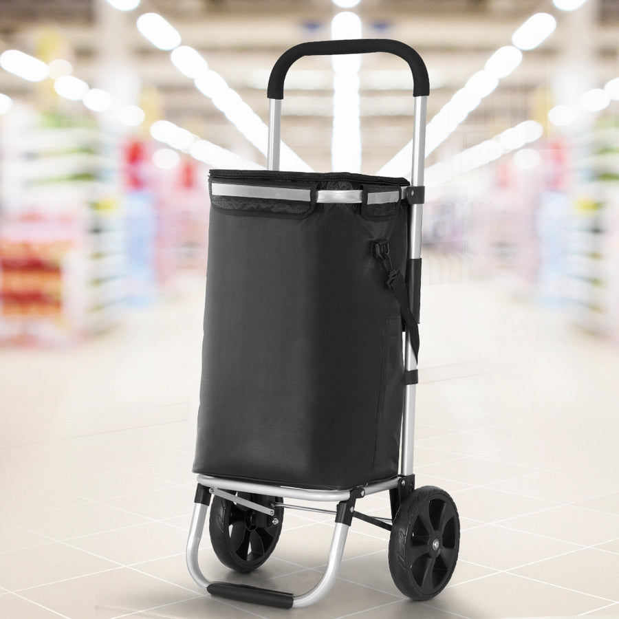 Foldable Shopping Cart Trolley 45L Portable Bag with Roller Wheels - Homecoze