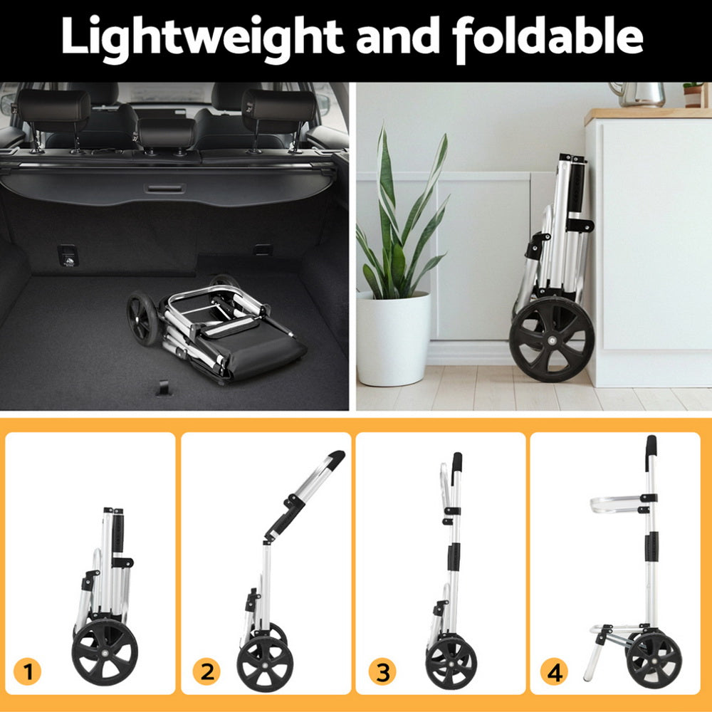 Foldable Shopping Cart Trolley 45L Portable Bag with Roller Wheels - Homecoze