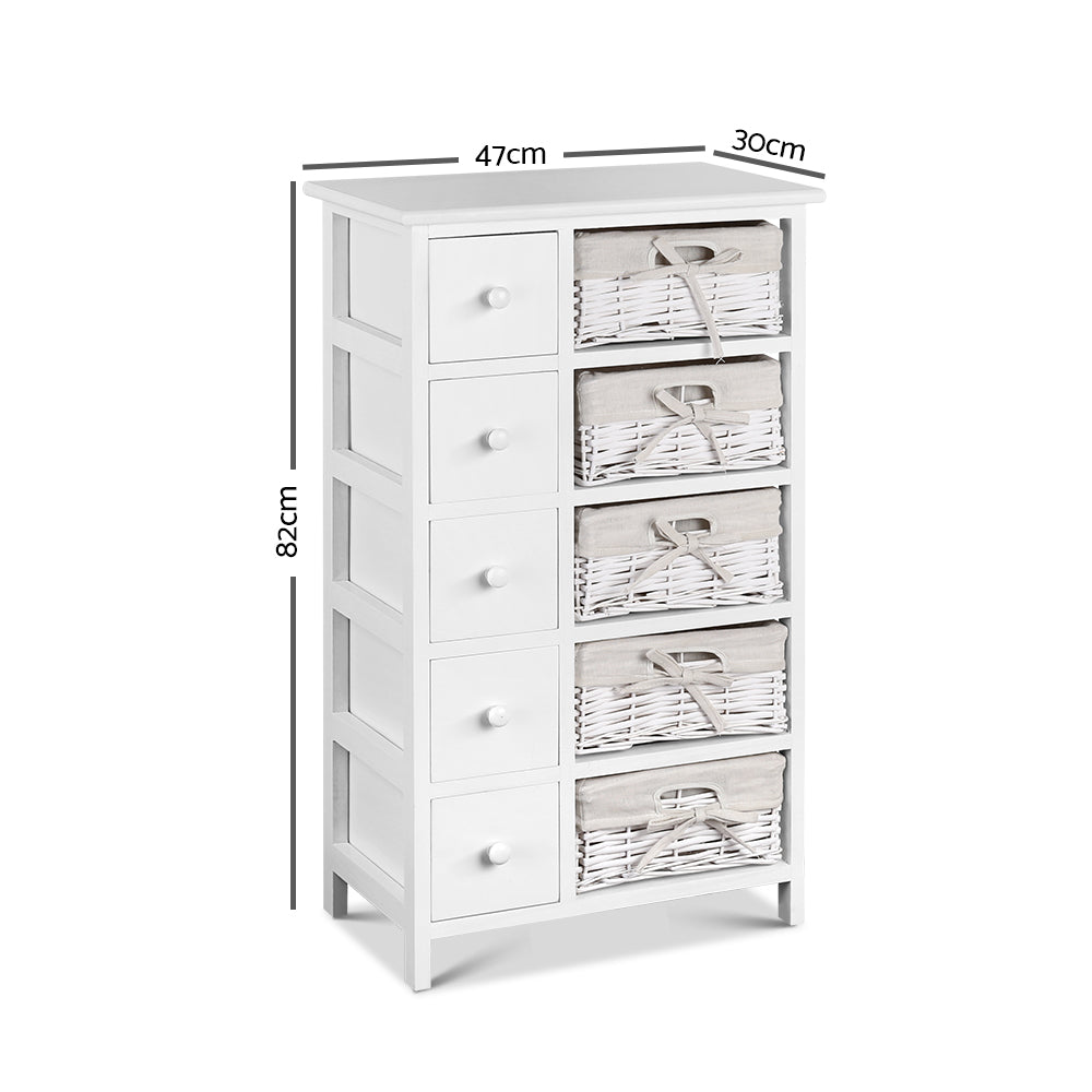 5 Basket Storage Drawers - White - Homecoze