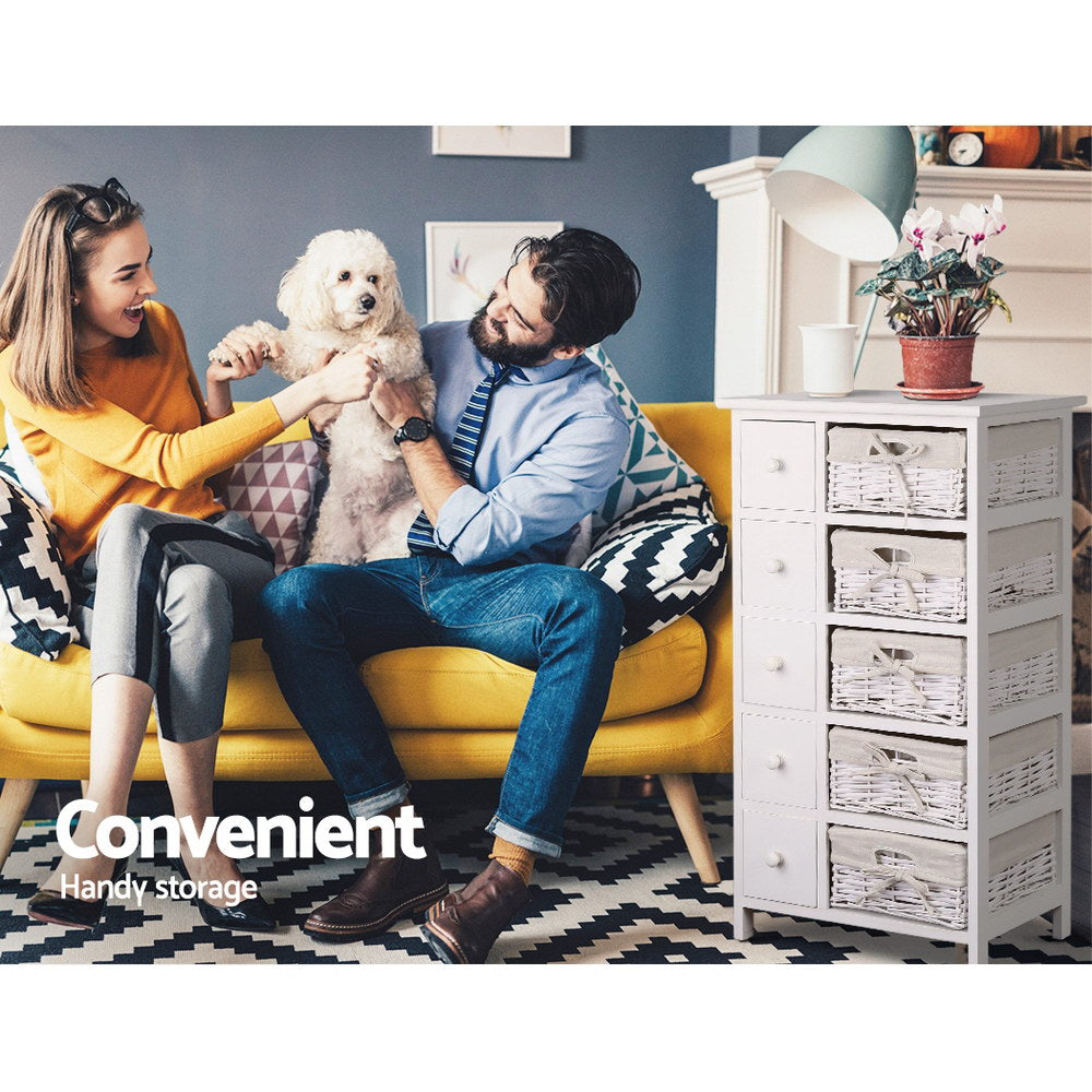 5 Basket Storage Drawers - White - Homecoze