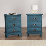 Artiss 2x Bedside Table 3 Drawers Vintage - THYME Blue - Homecoze