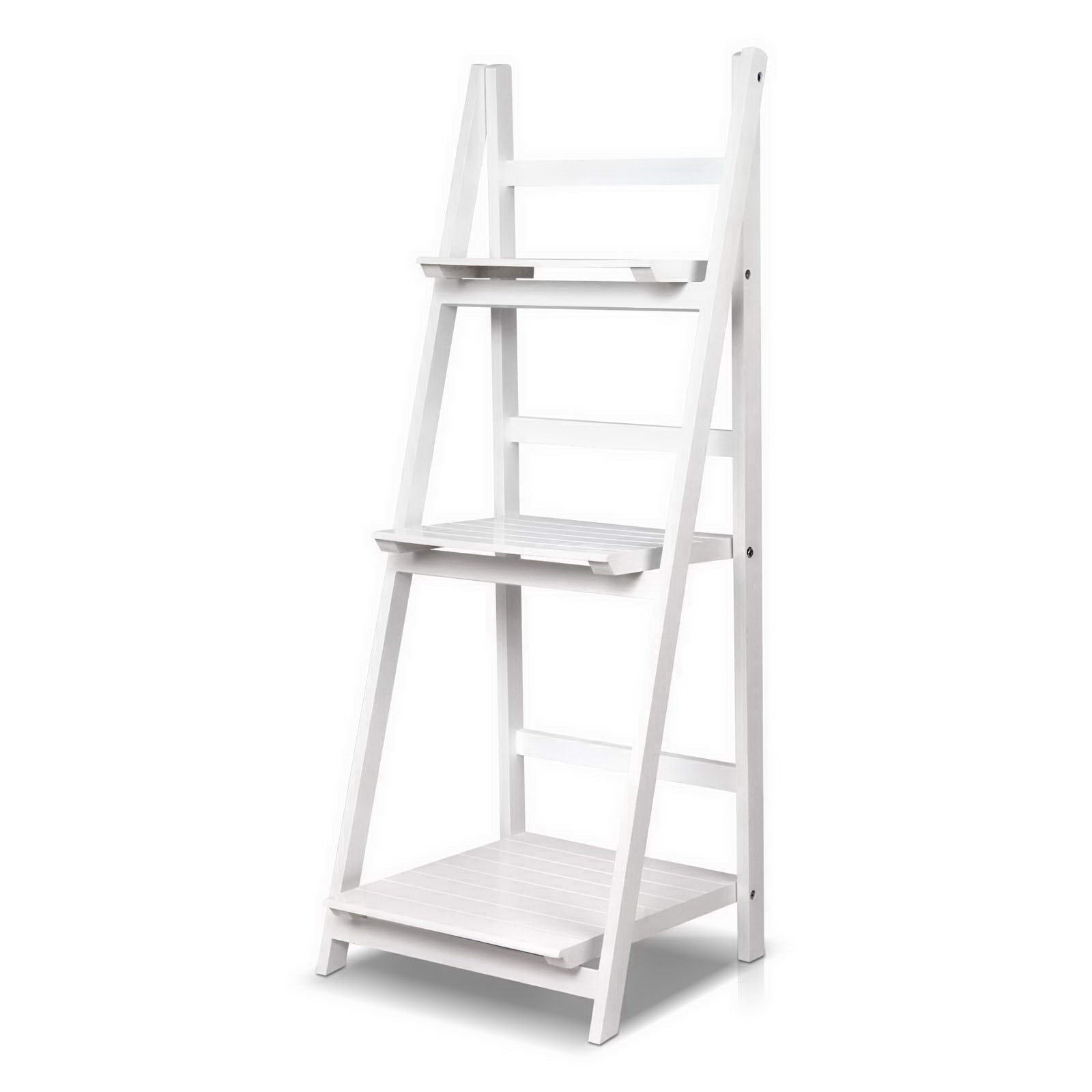 3 Tier 110cm Mini Wooden Ladder Storage Rack - White - Homecoze