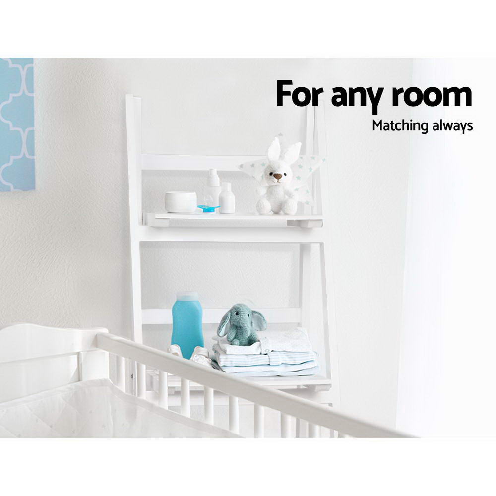 3 Tier 110cm Mini Wooden Ladder Storage Rack - White - Homecoze