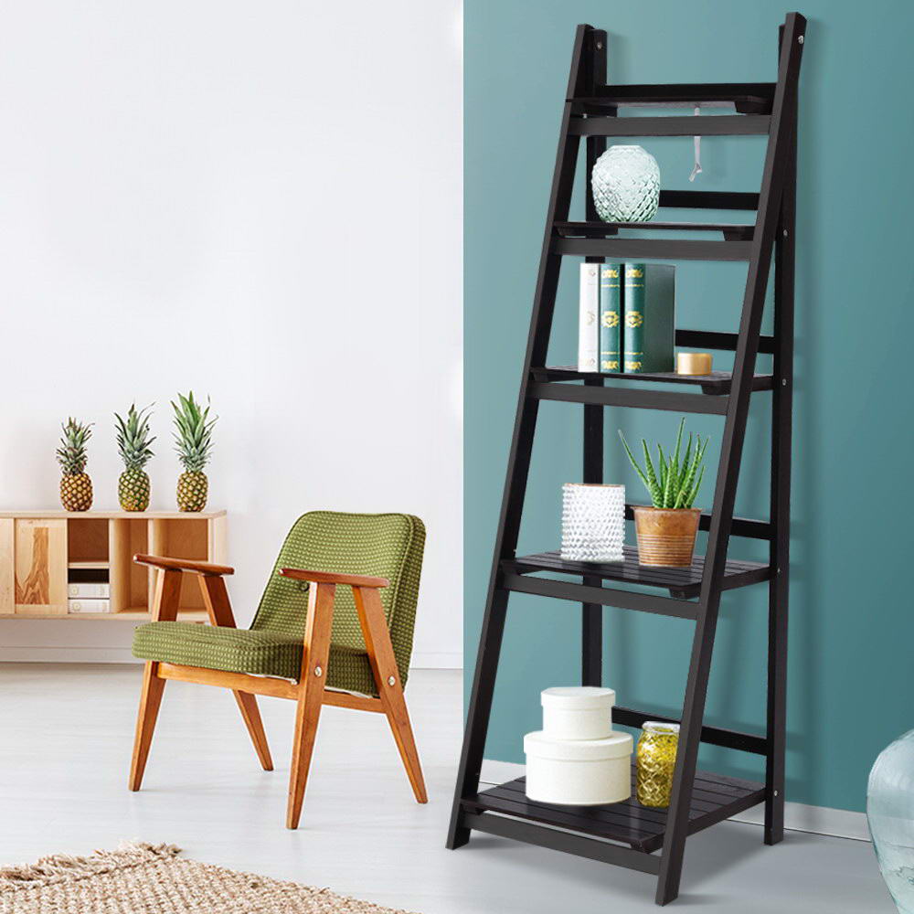 5 Tier Wooden Ladder Display Book Shelves - 140cm - Homecoze