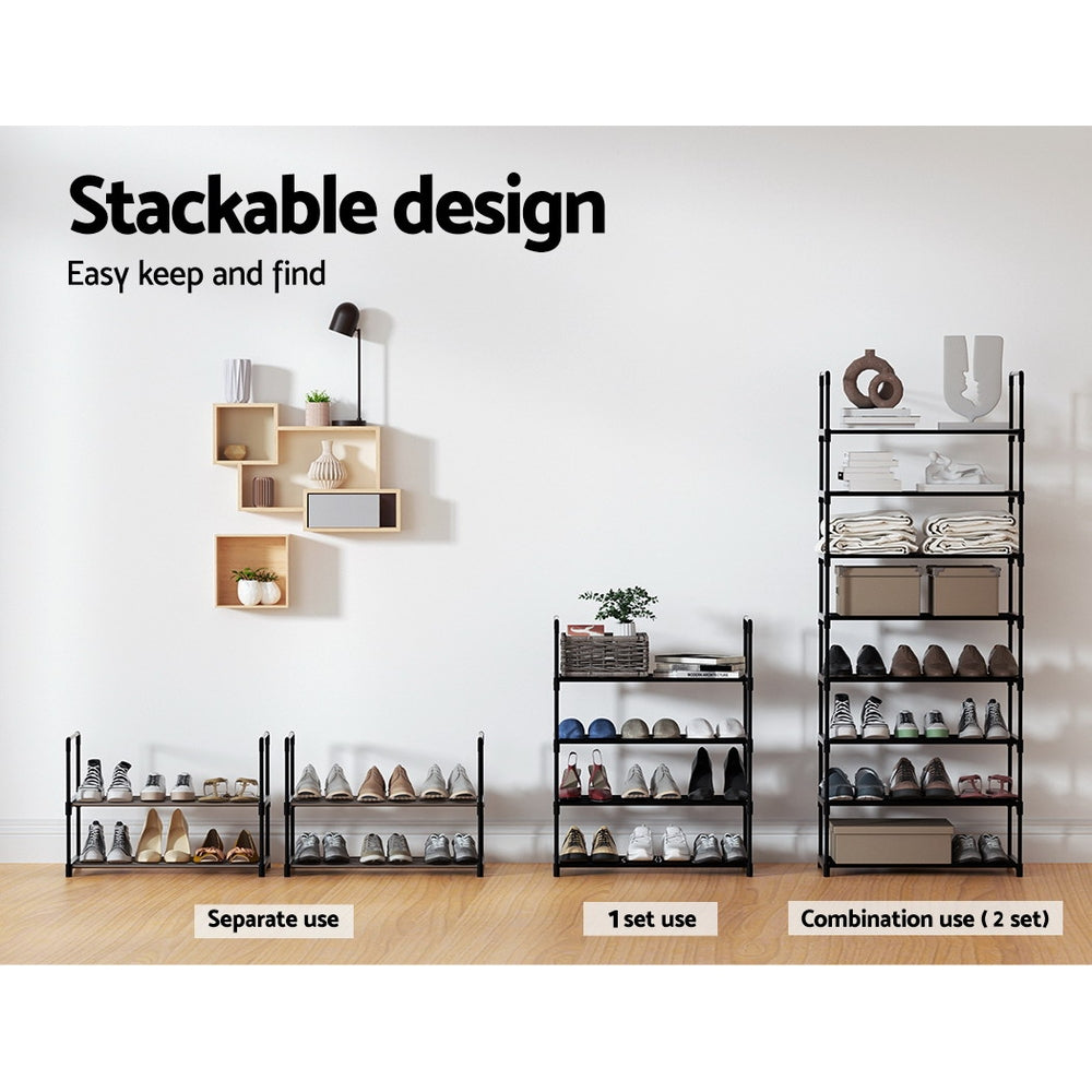 Shoe Rack 4-Tier 55cm Shoes Organizer Storage Shelf - Black - Homecoze