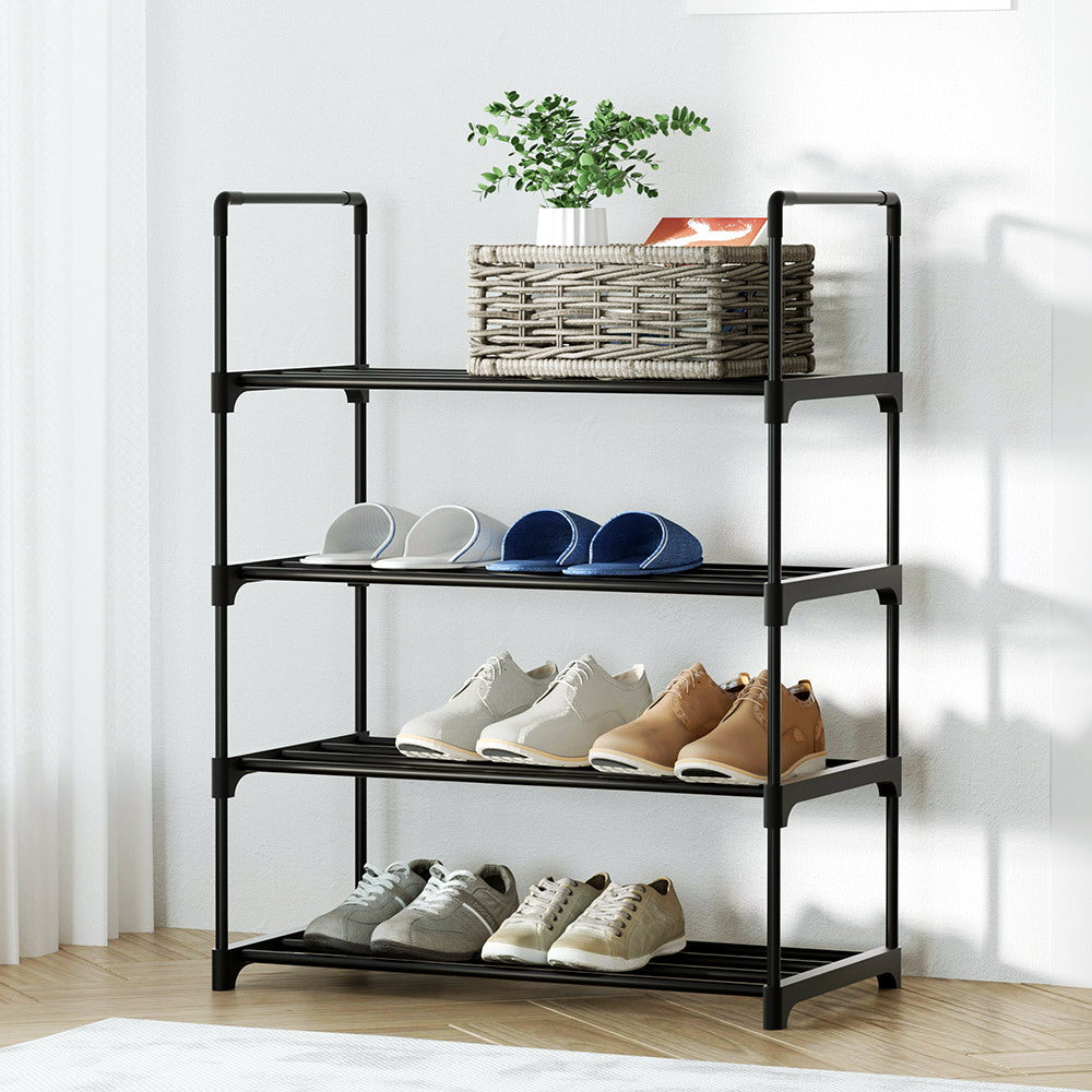 Shoe Rack 4-Tier 55cm Shoes Organizer Storage Shelf - Black - Homecoze