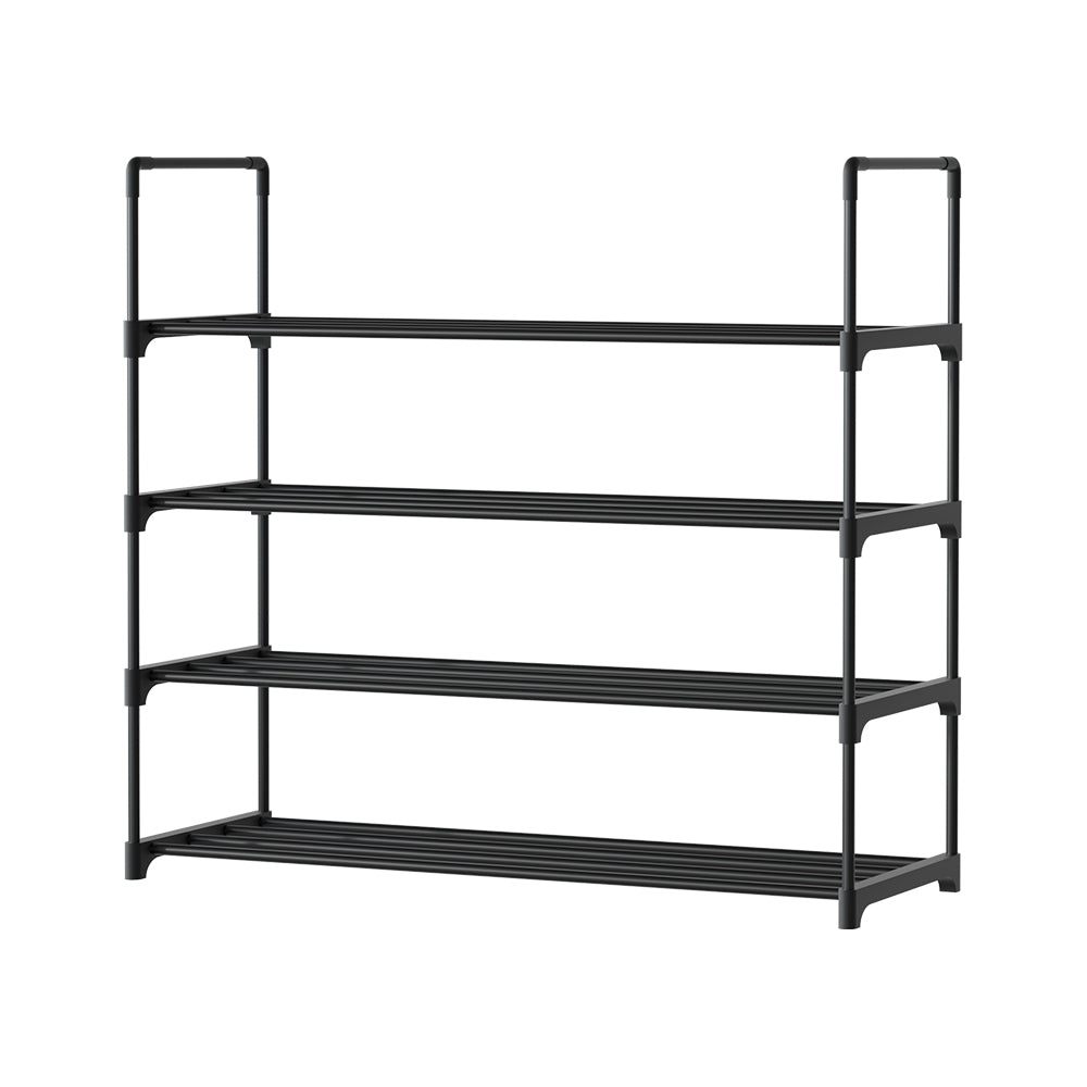 Shoe Rack 4-Tier 80cm Shoes Organizer Storage Shelf - Black - Homecoze