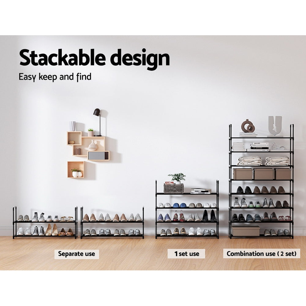 Shoe Rack 4-Tier 80cm Shoes Organizer Storage Shelf - Black - Homecoze