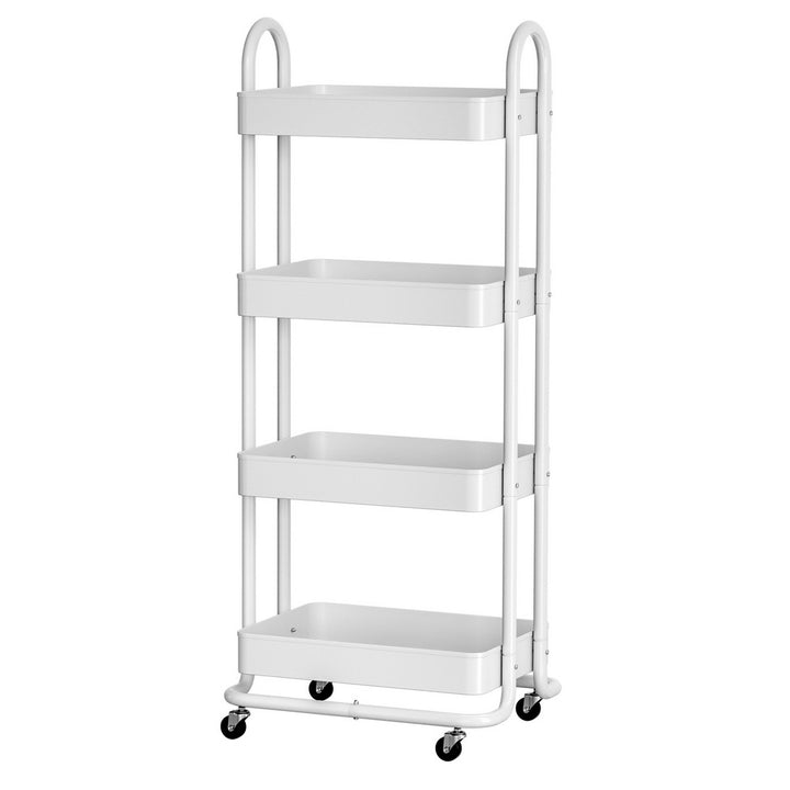 4-Tier Storage Trolley Kitchen Cart - White - Homecoze
