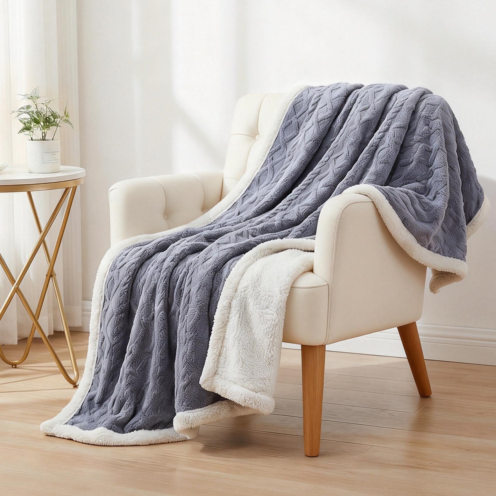 Giselle 152x203cm Throw Blanket Double-Sided Fleece Lightweight For Sofa Couch Bed Queen - Homecoze