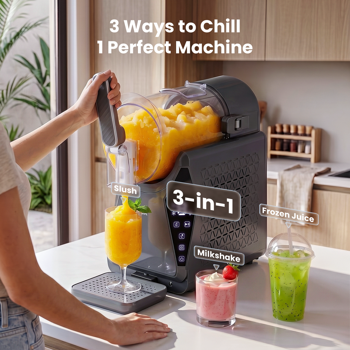 NORDA 1.3L Slushie Machine Frozen Drink Maker Slushy Ice Cream Maker No Ice Compressor Touchscreen for Home BBQ Party - Homecoze