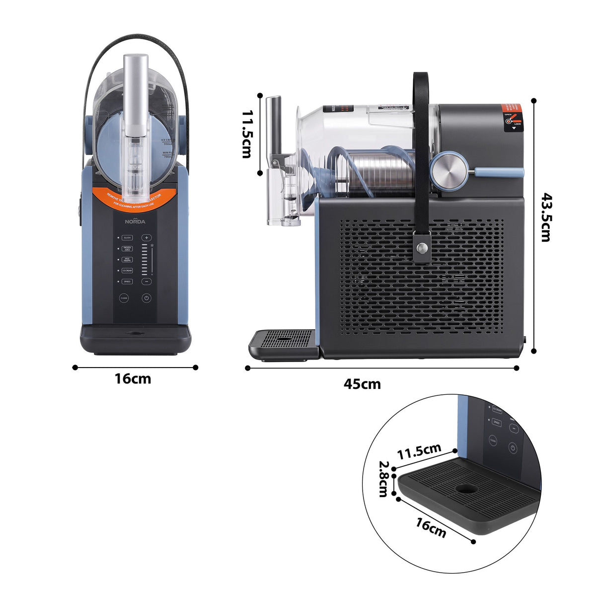 5-in-1 Slushie Machine & Ice Cream Maker 2L – Grey & Blue